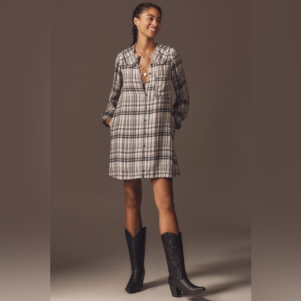 NWT Anthropologie The Keira XS Long-Sleeve Mini Dress by Pilcro